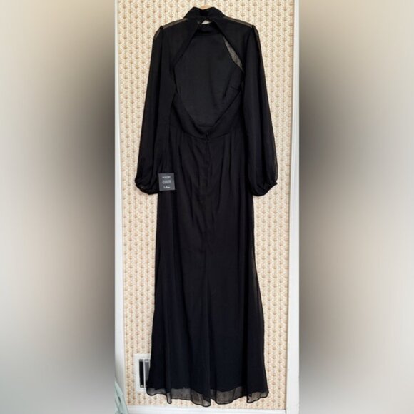 NWT Lulus Graceful Entrance Black Long Sleeve Backless Maxi Dress | Large - Picture 7 of 9